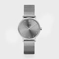 CLUSE Minuit Zilverkleurig Horloge met Kristallen en Grijze Wijzerplaat CW10203