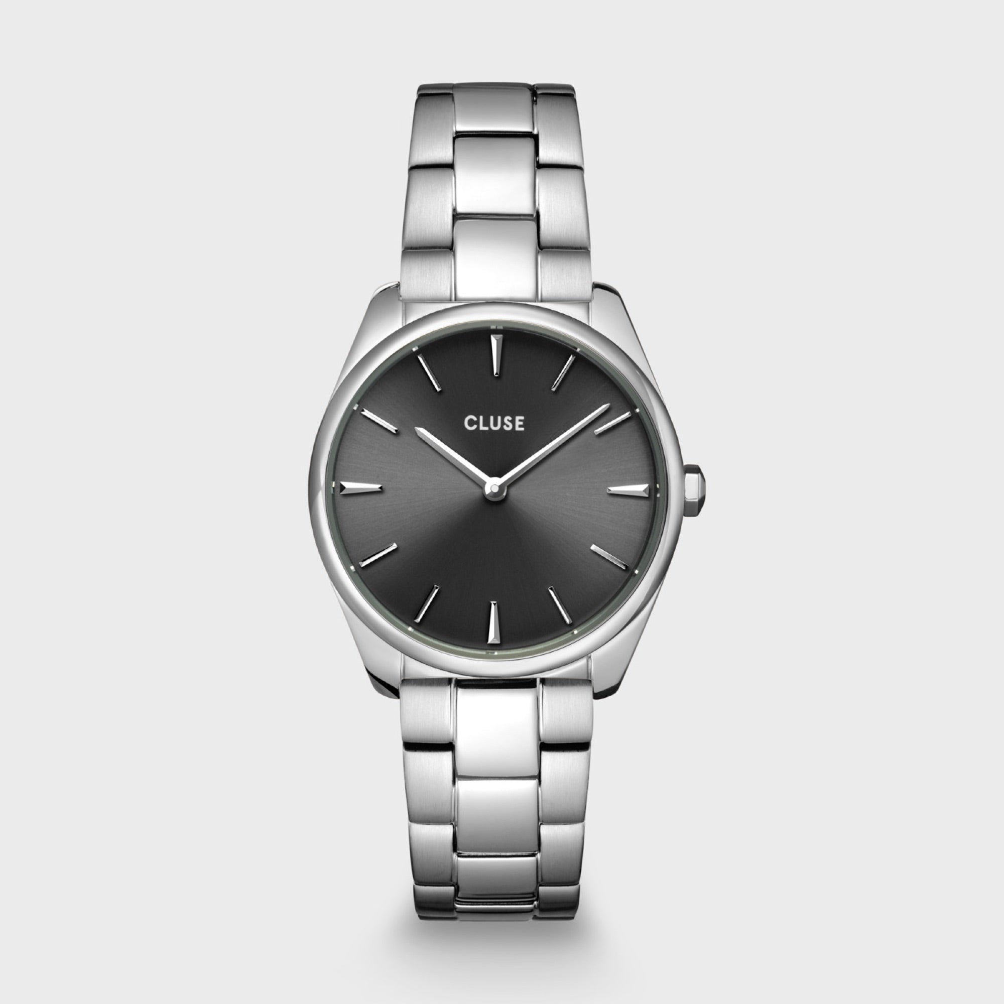 CLUSE Féroce Petite Zilverkleurig Horloge met Donkergrijze Wijzerplaat CW11202