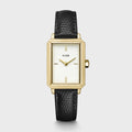CLUSE Fluette Goudkleurig Horloge met Zwarte Leren Band CW11504