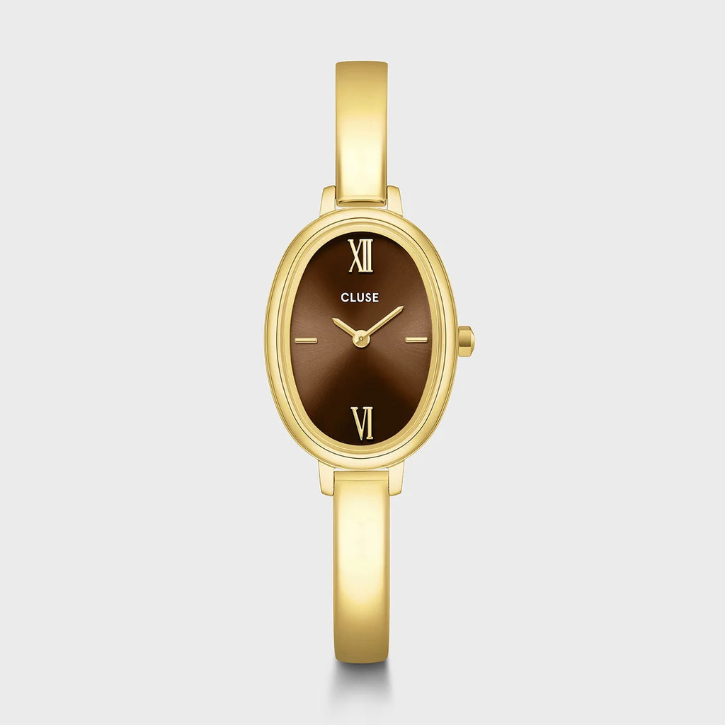 LOvale Watch Steel, Brown, Gold Colour