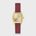 Tonnette Mini Watch Leather, Red, Gold Colour