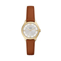 Fossil Gilmore goudkleurig dameshorloge met bruine leren band ES5423