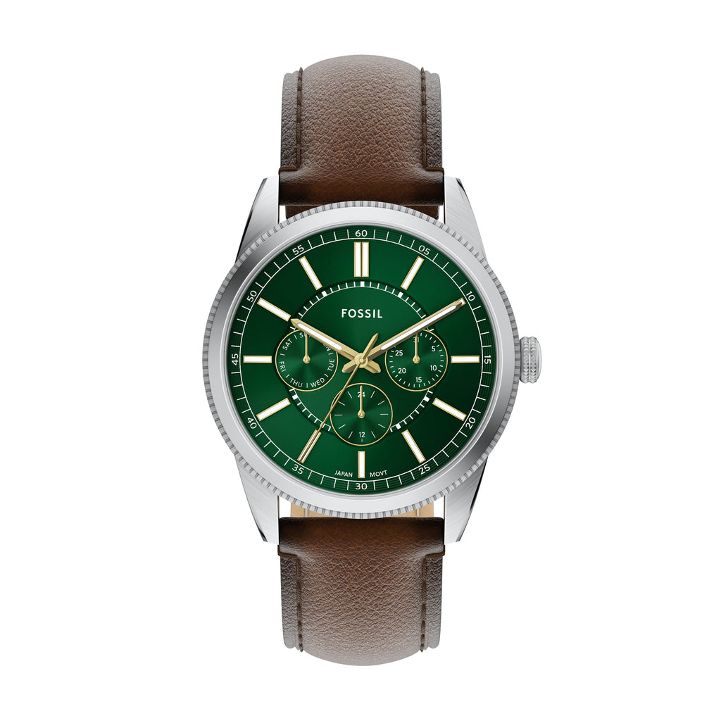 Fossil Pearson zilverkleurig herenhorloge met groene wijzerplaat FS6137