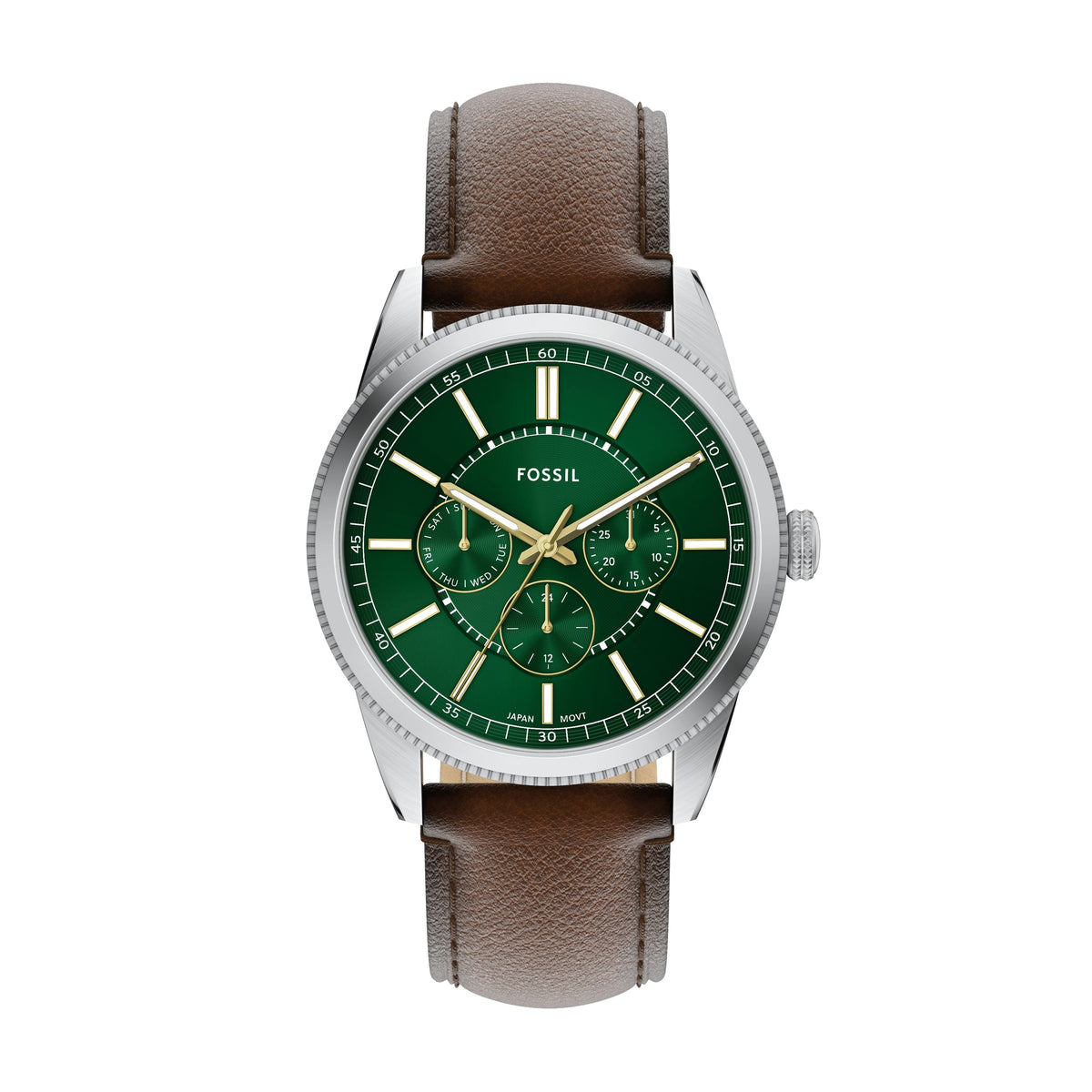 Fossil Pearson zilverkleurig herenhorloge met groene wijzerplaat FS6137