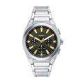 Fossil Everett zilverkleurig herenhorloge met groene wijzerplaat FS6183
