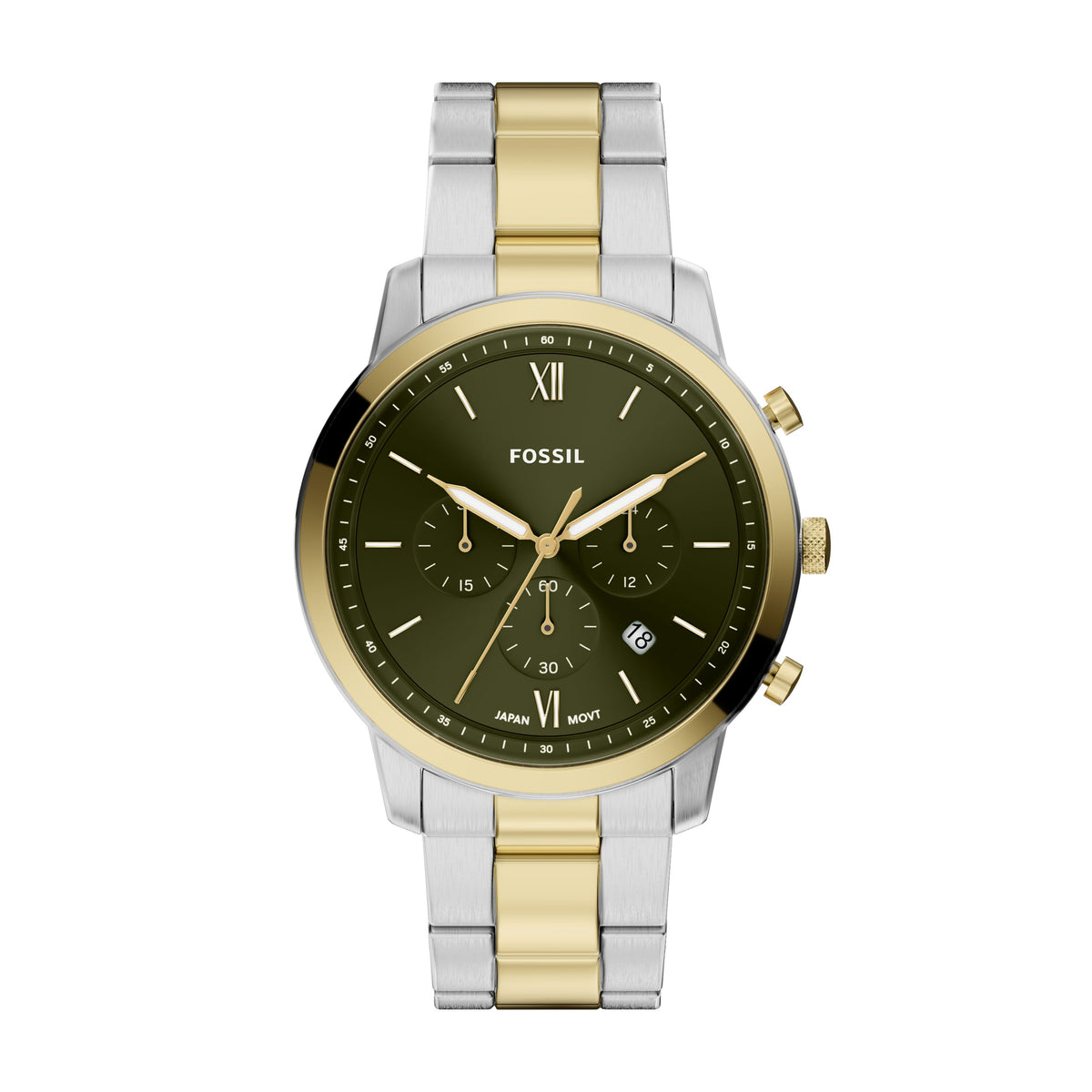 Fossil Neutra bicolor herenchronograaf met groene wijzerplaat FS6189
