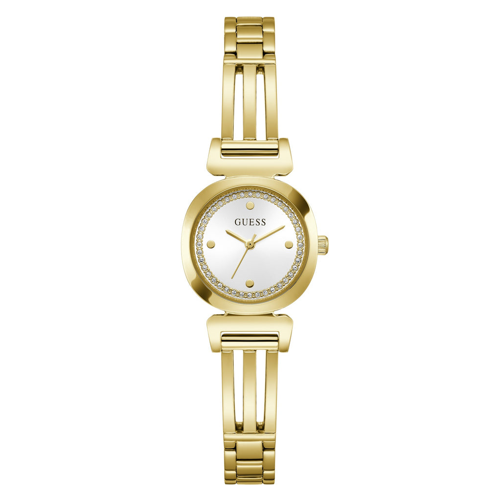 GUESS Bejeweled goudkleurig dameshorloge GW1083L2 voorzijde
