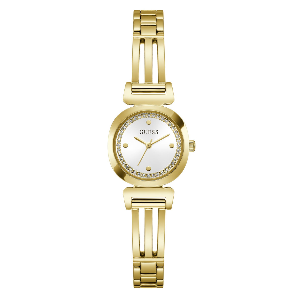 GUESS Bejeweled goudkleurig dameshorloge GW1083L2 voorzijde
