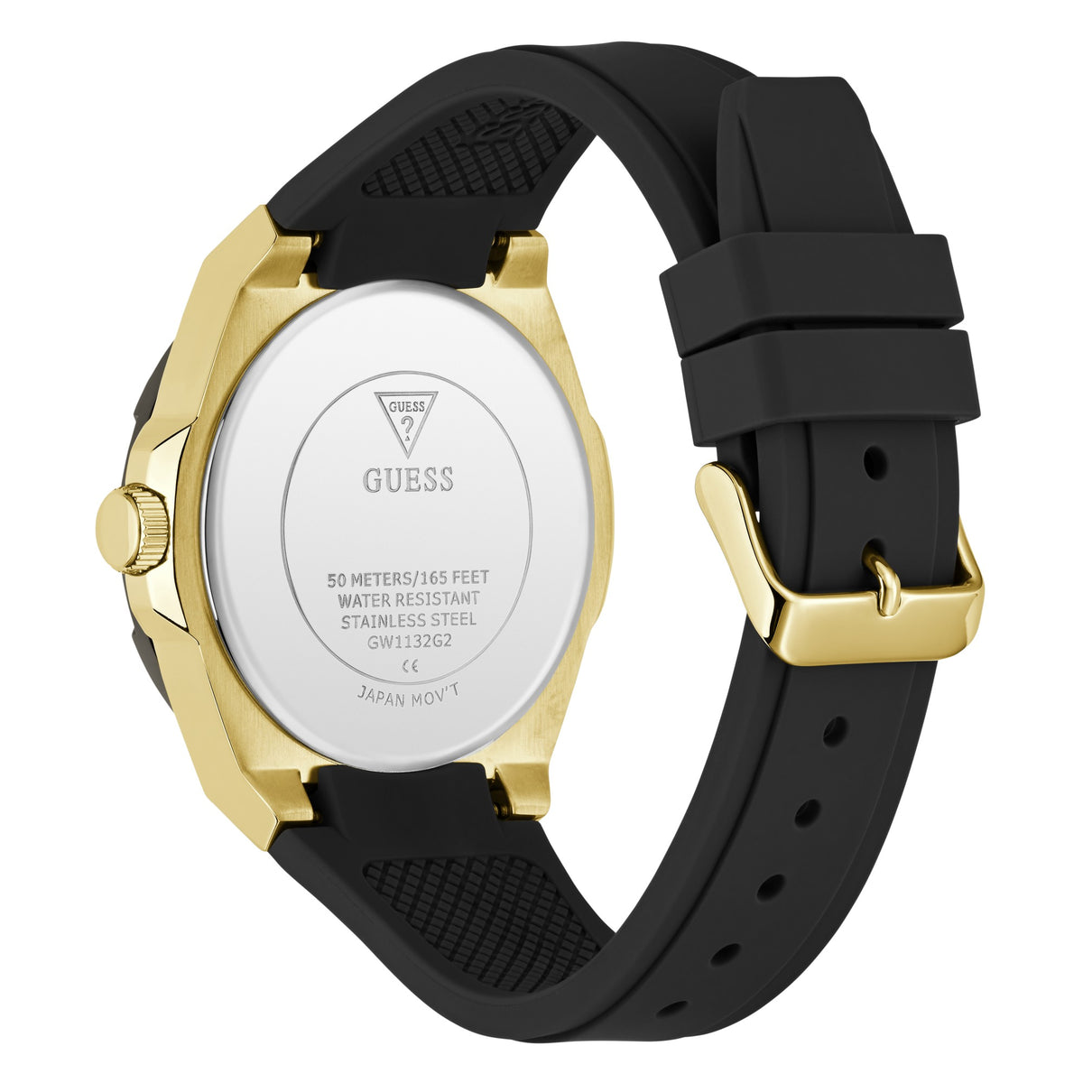 GUESS Carver zwart-goudkleurig herenhorloge GW1132G2 achterzijde