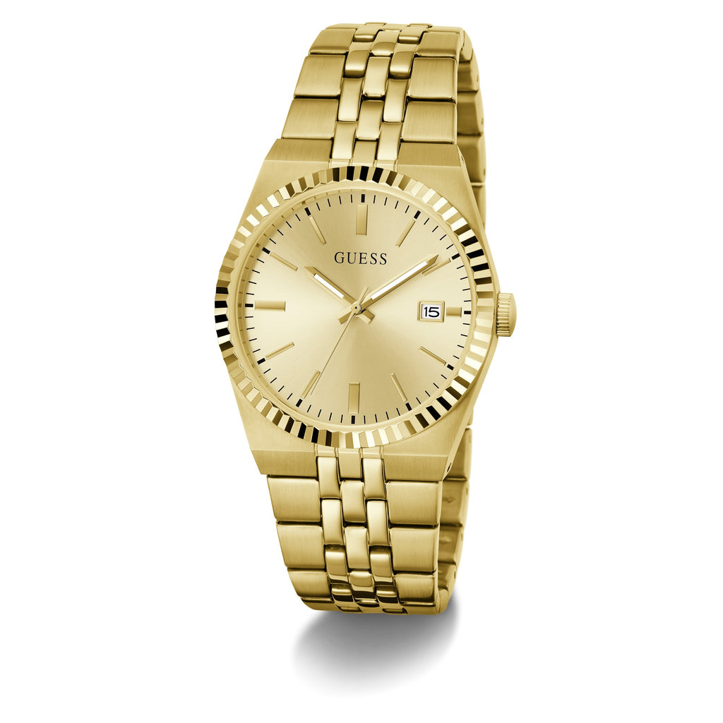GUESS Dress goudkleurig herenhorloge GW1153G2 schuin aanzicht
