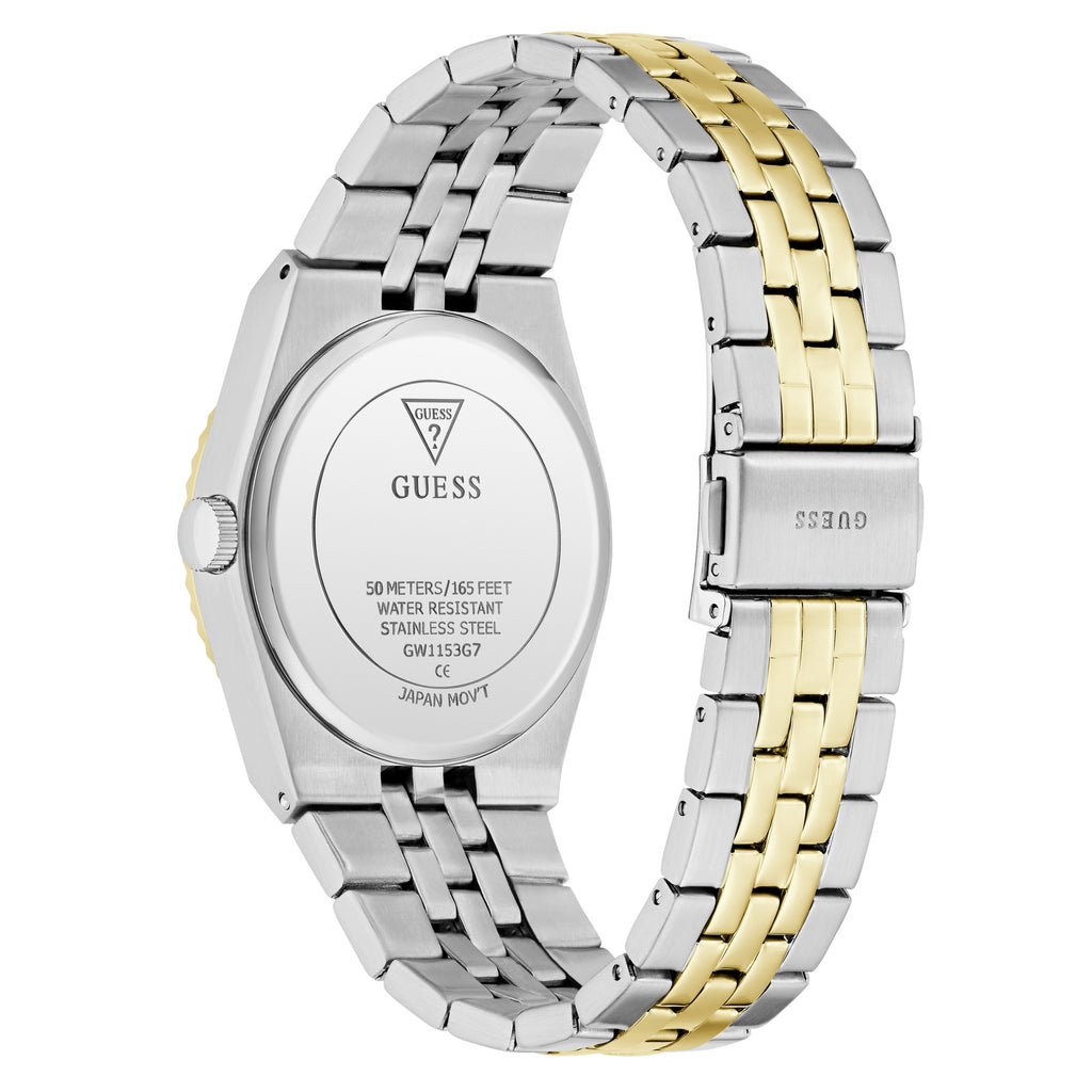 GUESS Vincent bicolor herenhorloge GW1153G7 achterzijde