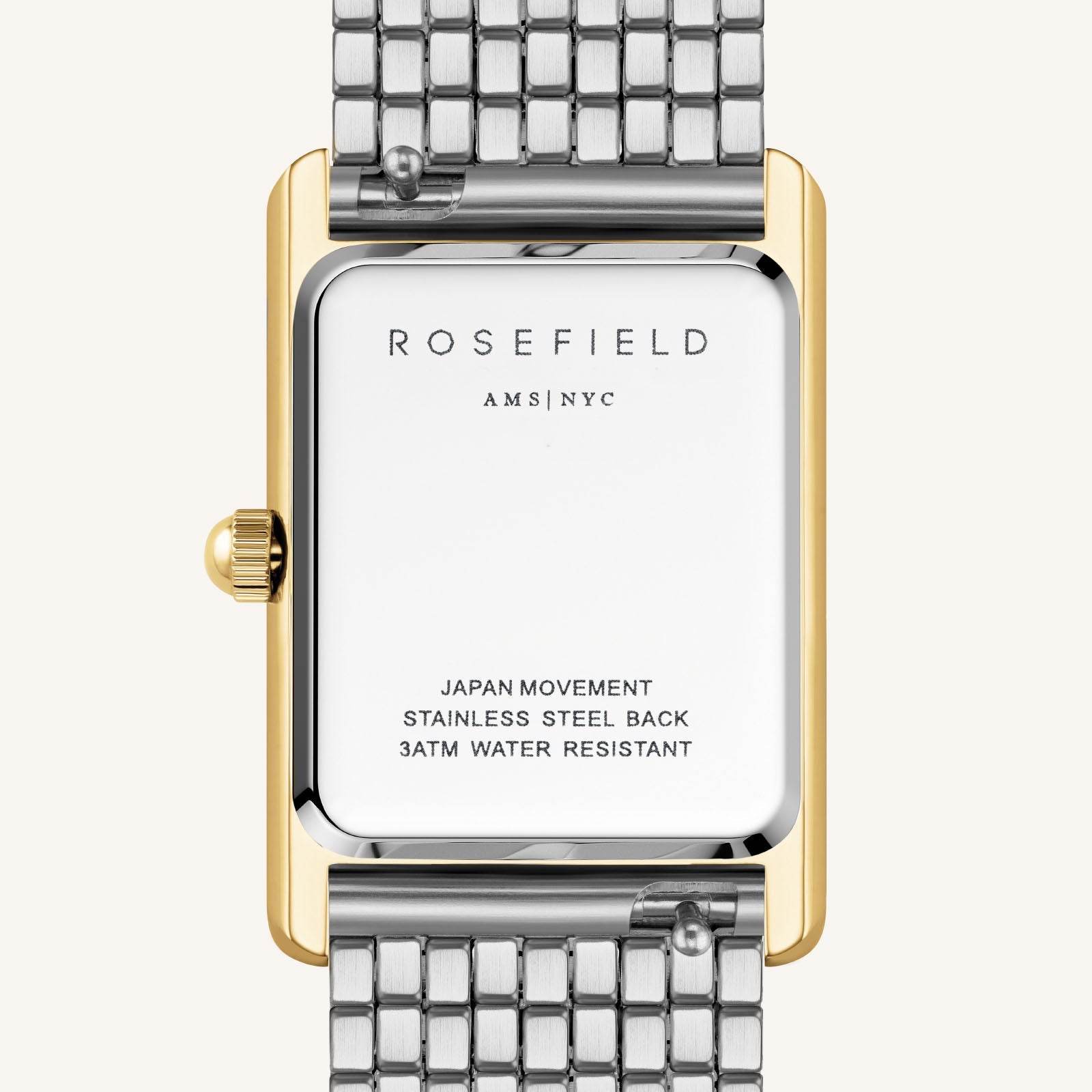 Rosefield Heirloom Duotone Goudkleurig Dames Horloge HWDSG-H03 achterkant