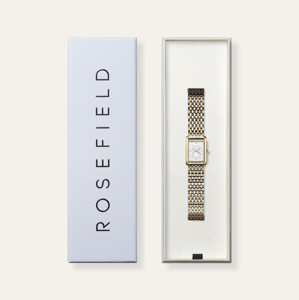 Rosefield Heirloom Duotone Goudkleurig Dames Horloge HWDSG-H03 verpakking