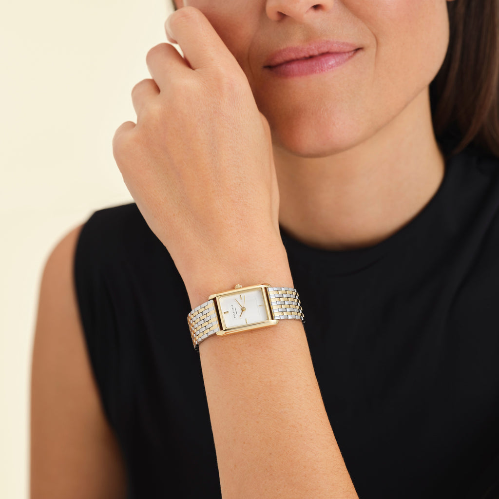 Rosefield Heirloom Duotone Goudkleurig Dames Horloge HWDSG-H03