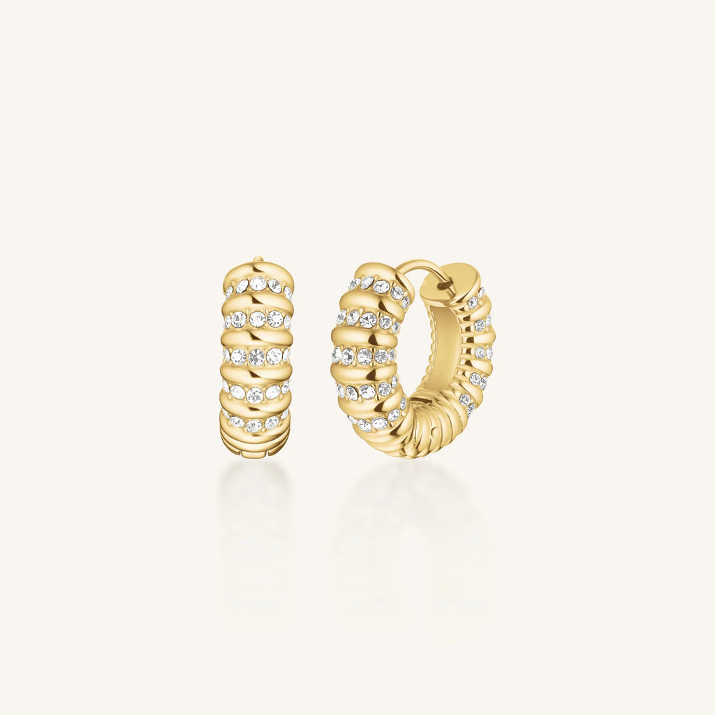 Rosefield Striped Texture Crystals Hoop Gold JESCG-J1280