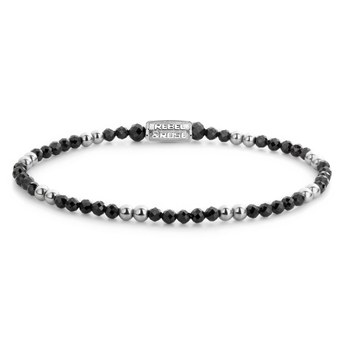 Rebel & Rose Black & Silver-coloured Glam Rocks armband 3 mm - zilverkleurig en zwart