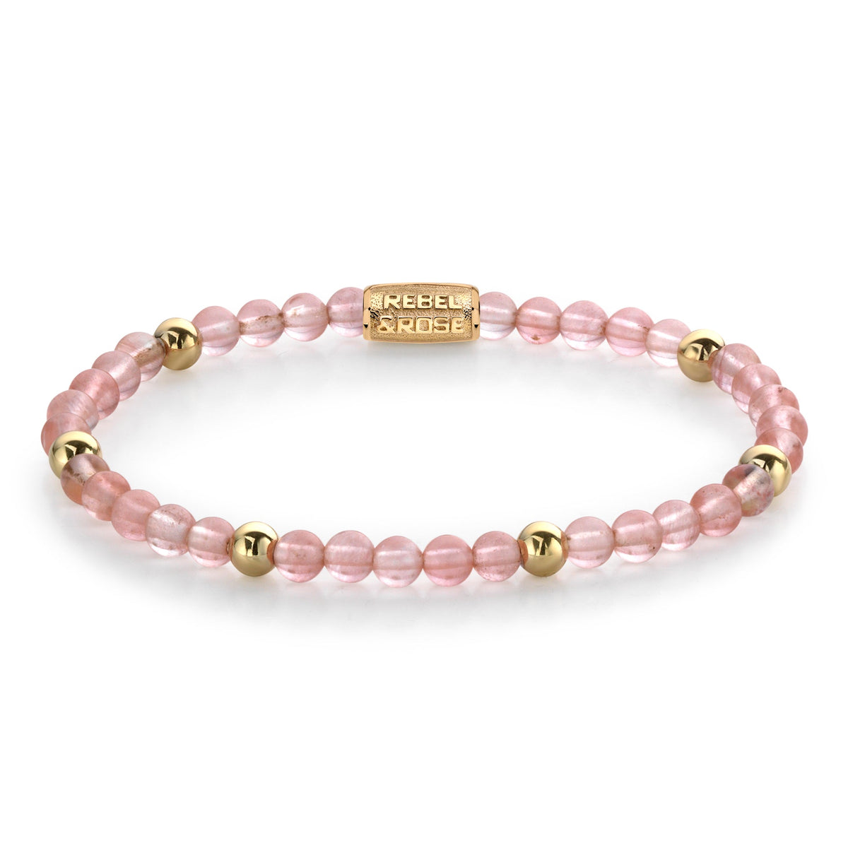 Rebel & Rose Cherry Rose gold-coloured armband 4 mm - goudkleurig en roze