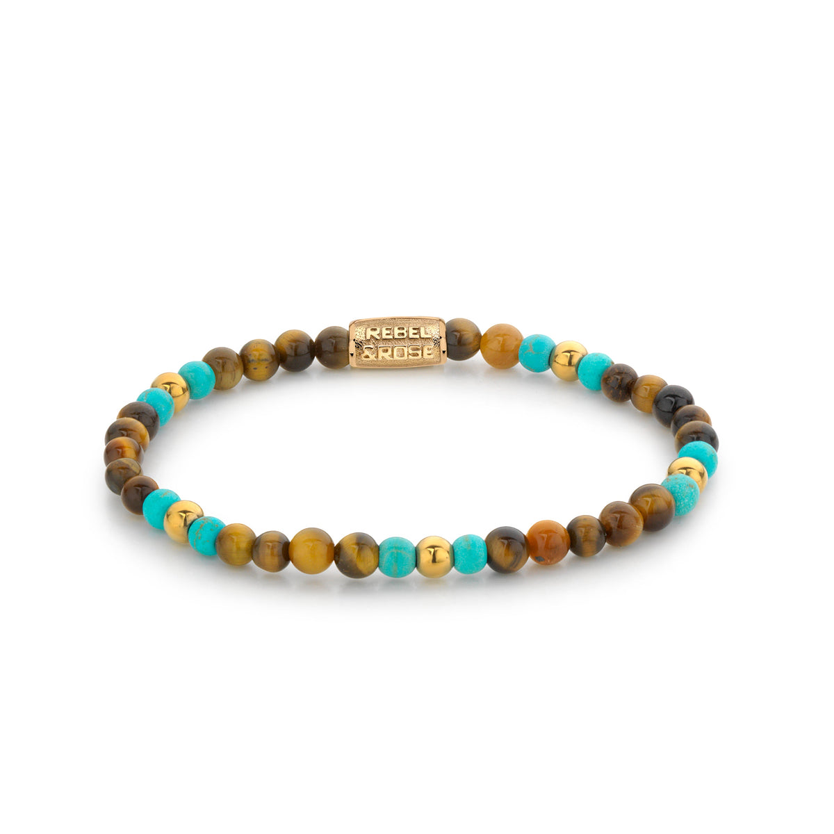 Rebel & Rose Mix Tiger Turquoise gold-coloured armband 4 mm - multicolor
