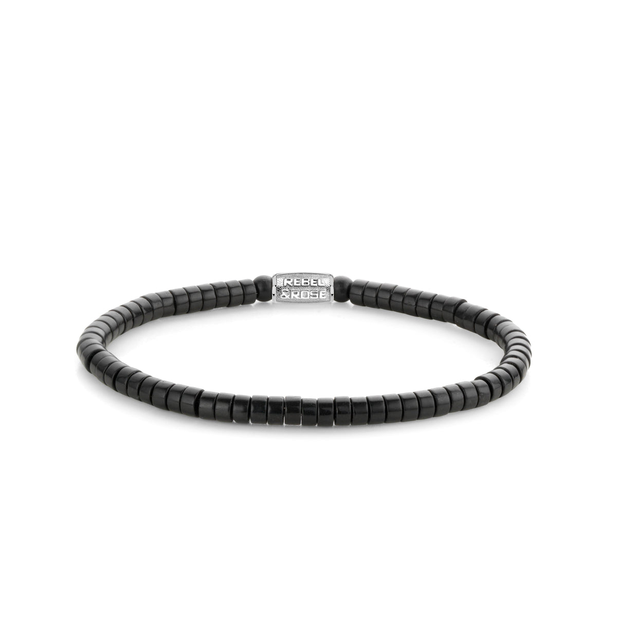 Rebel & Rose Slices - The Black Stone armband 4 mm - zwart