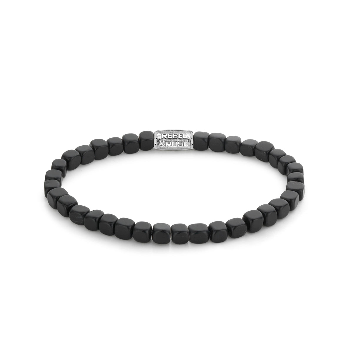 Rebel & Rose Roll The Dice - The Black Stone armband 4 mm - zwart
