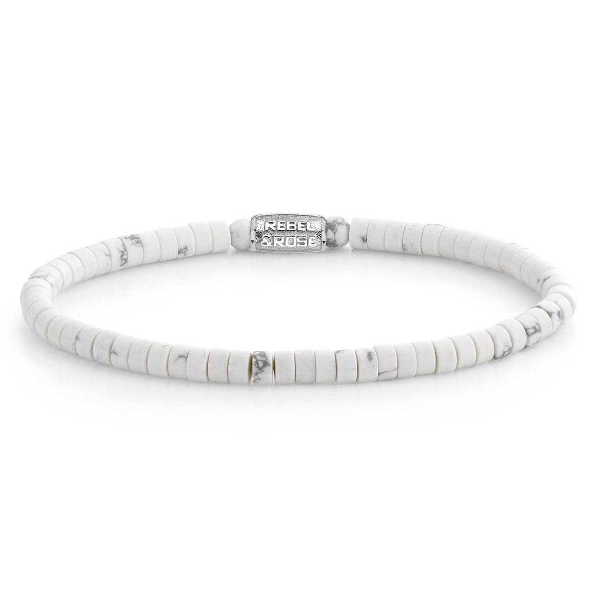 Rebel & Rose Slices - Virgin White armband 4 mm - wit