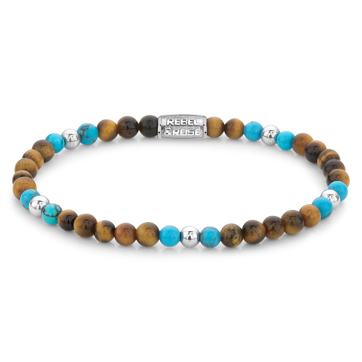 Rebel & Rose Mix Tiger Turquoise armband 4 mm - multicolor