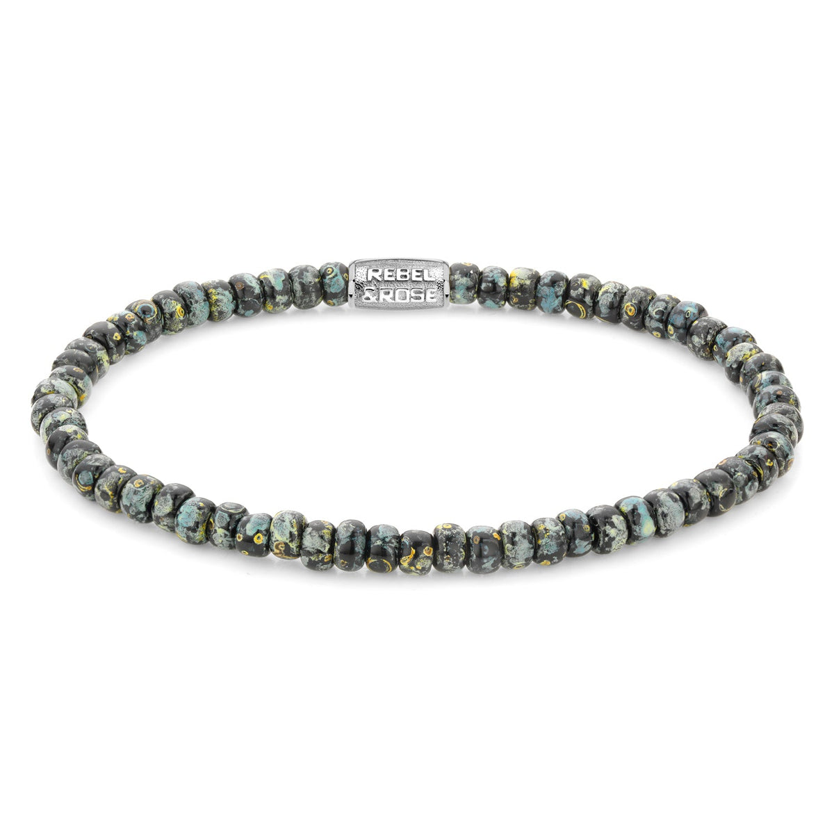 Rebel & Rose Glass Rocks Black Leopard kralenarmband