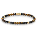 Rebel & Rose Mix Tiger Black armband 4 mm - goudkleurig