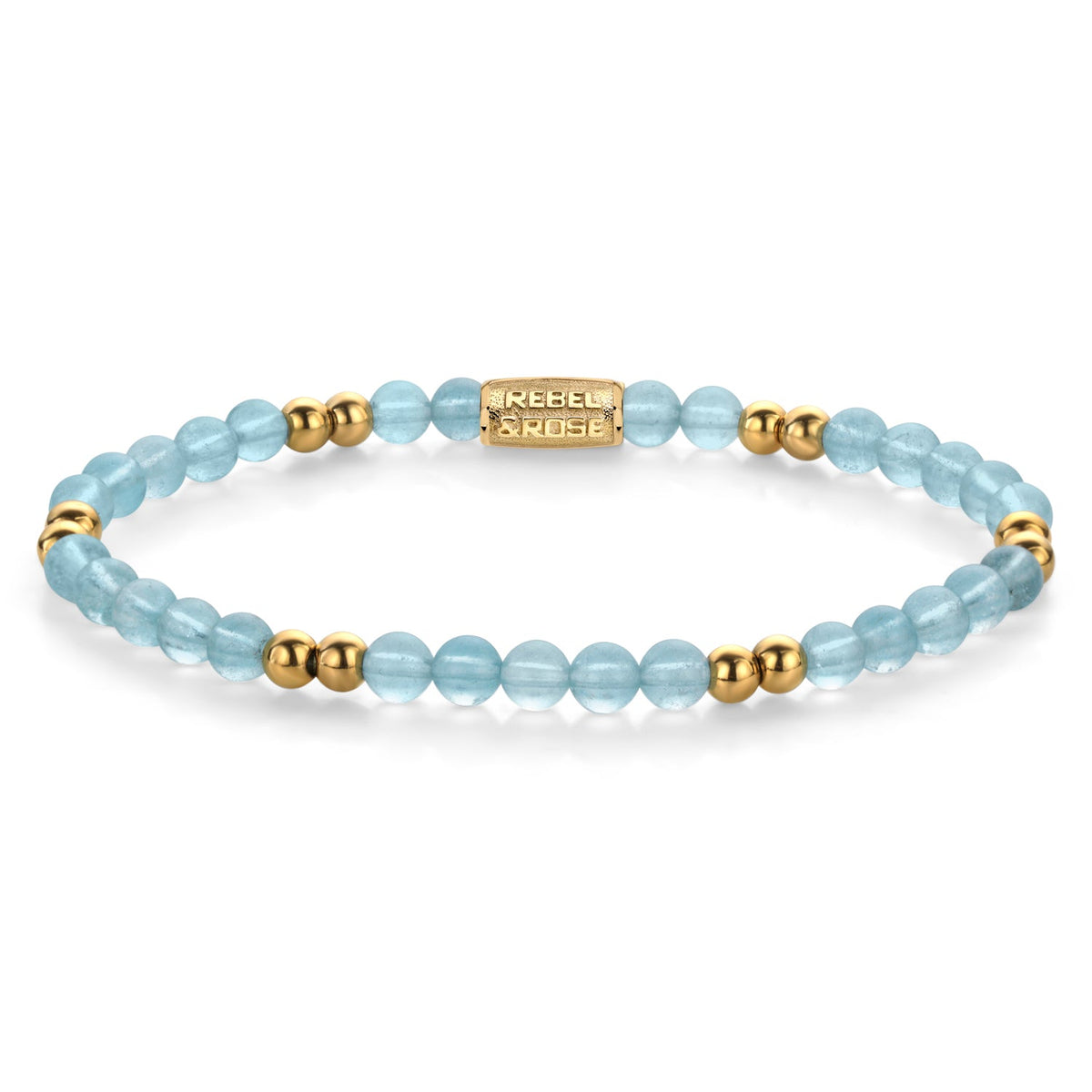 Rebel & Rose Blue Sky armband 4 mm - blauw en goudkleurig