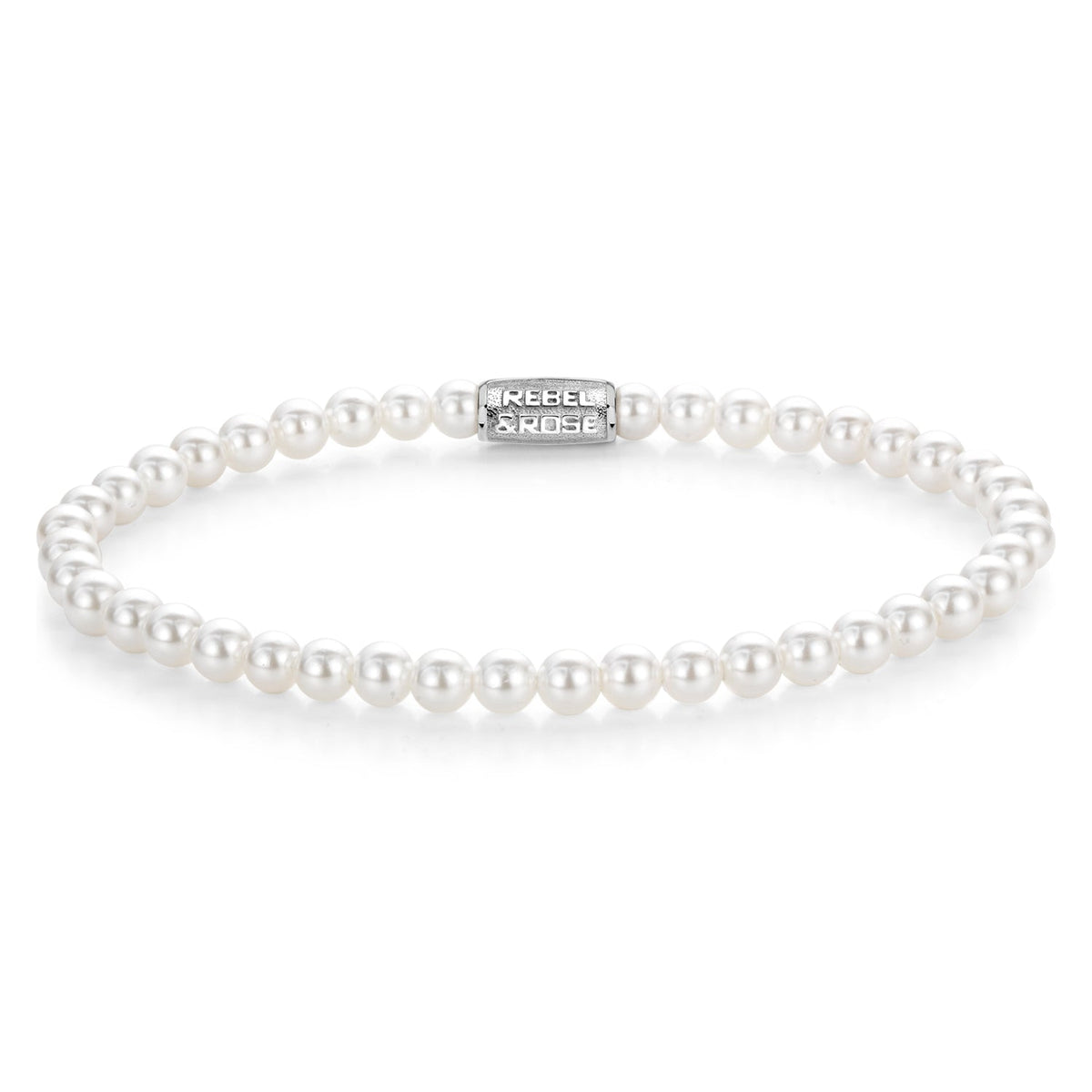 Rebel & Rose Pearl Gem armband 4 mm - wit