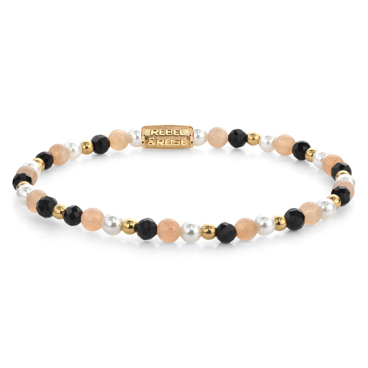 Rebel & Rose Black Glam Rocks Party armband 4 mm - multicolor
