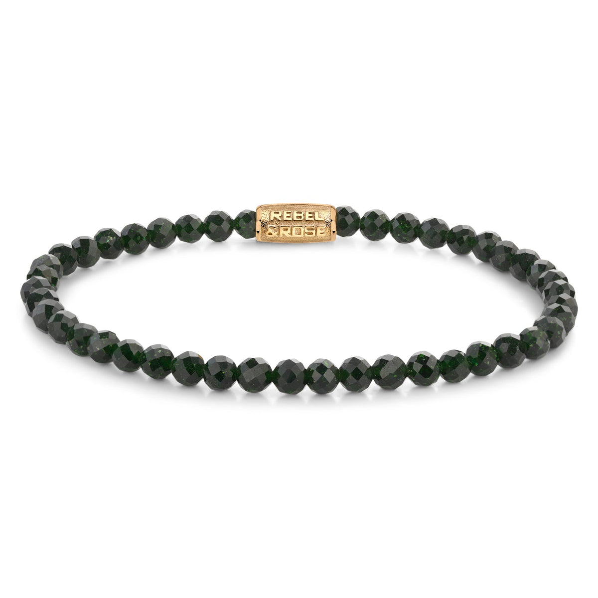 Rebel & Rose Green Glam Rocks gold-coloured armband 4 mm - groen