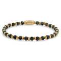 Rebel & Rose Mix Glass Rocks Black Leopard gold-coloured armband 4 mm - groen en goudkleurig