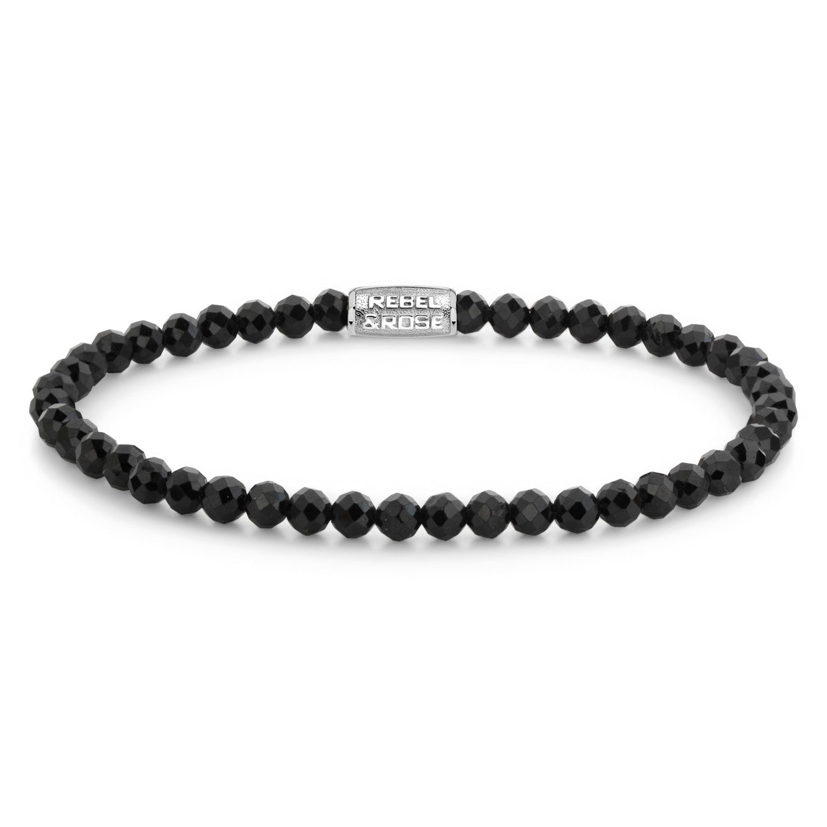 Rebel & Rose Black Glam Rocks silver-coloured armband 4 mm - zwart