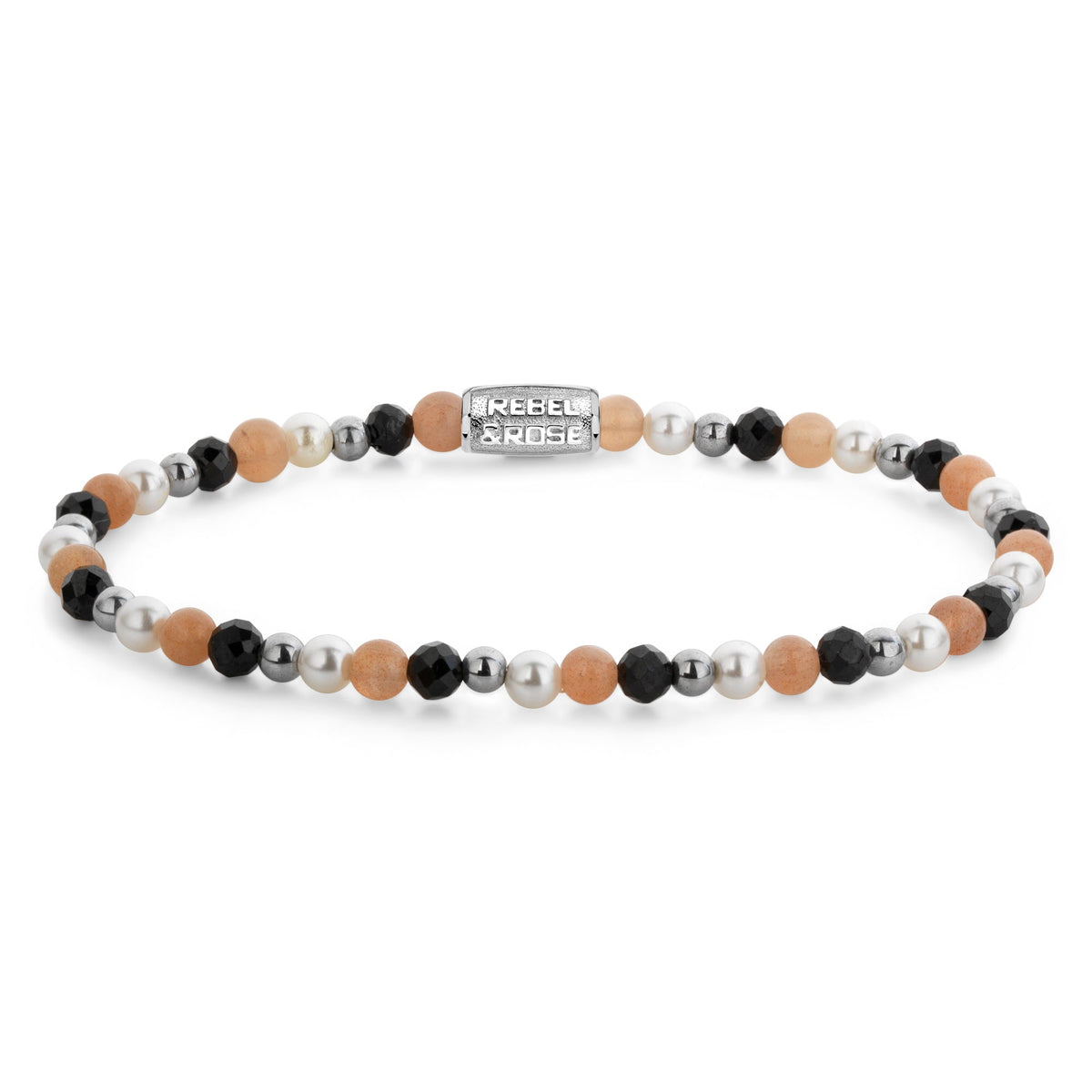 Rebel & Rose Black Glam Rocks Party silver-coloured armband 4 mm - multicolor