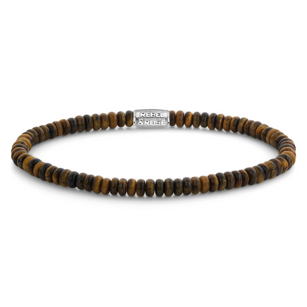Rebel & Rose Tiger Lily Round Slices armband 4 mm - bruin