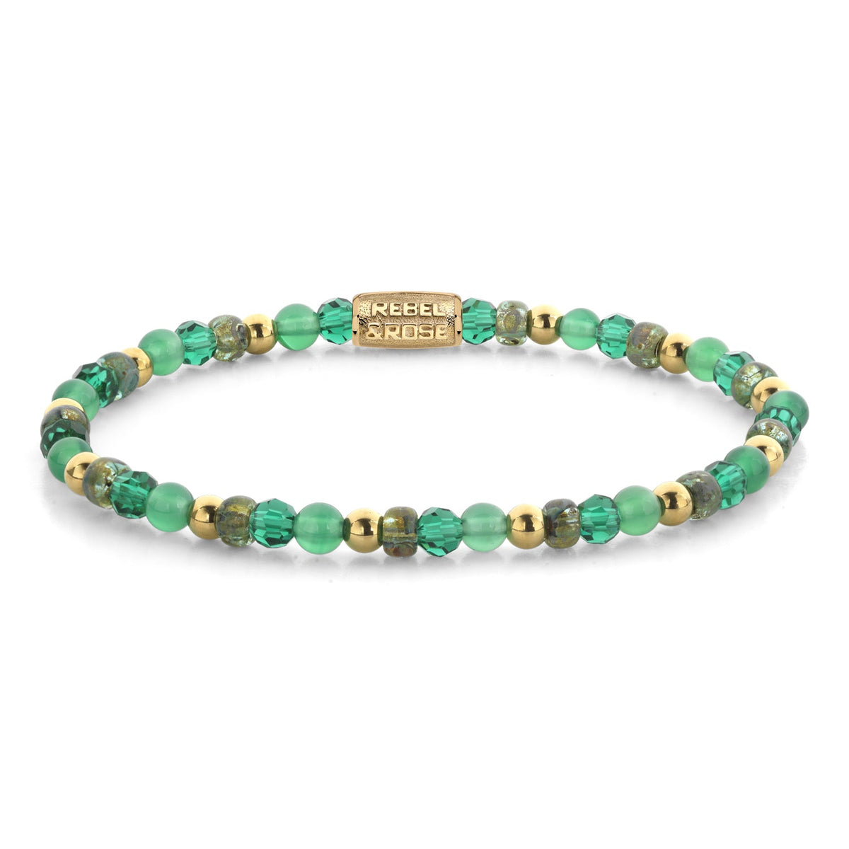 Rebel & Rose Green Morning Glam Rocks armband 4 mm - multicolor