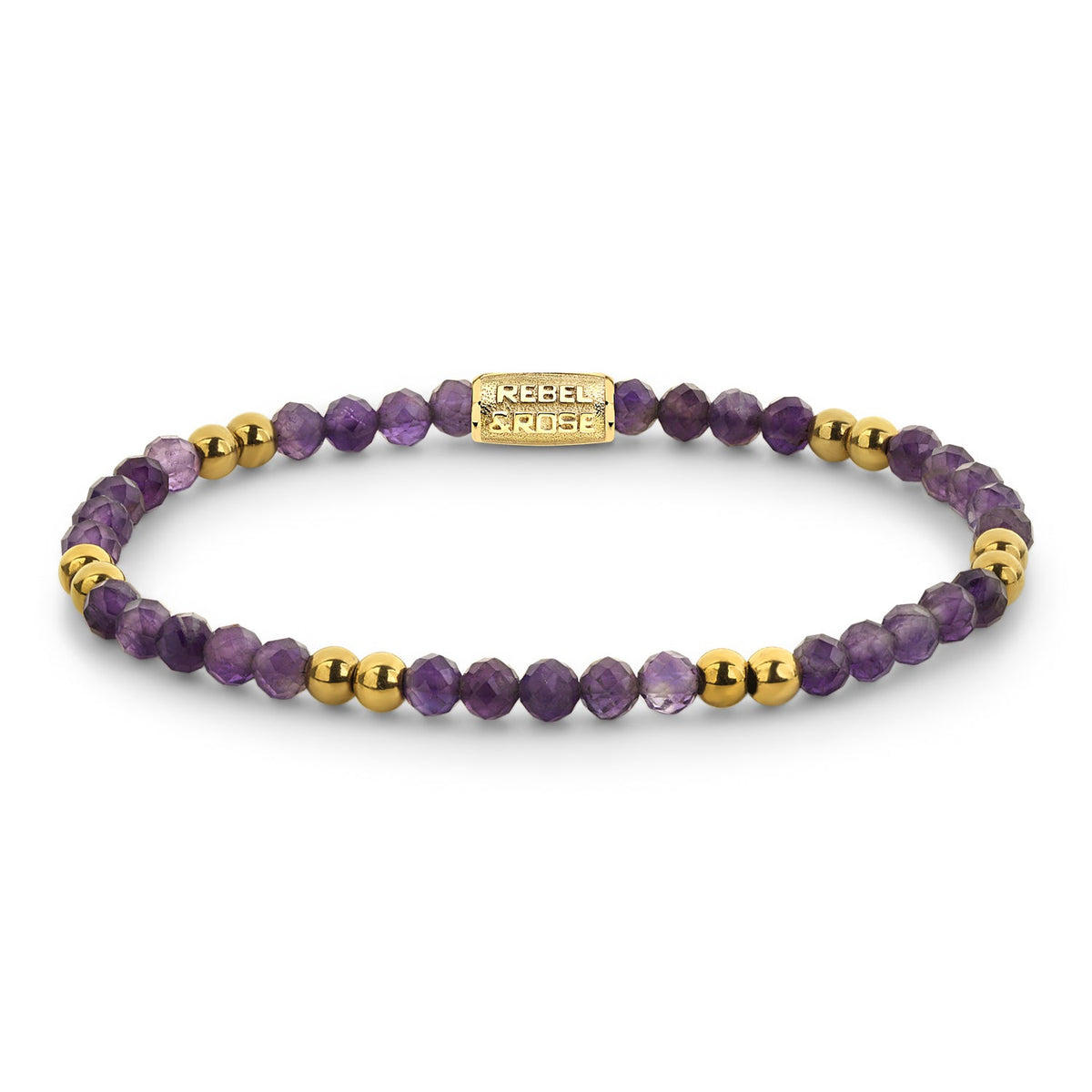 Rebel & Rose Purple & gold-coloured Glam Rocks armband 4 mm - goudkleurig en paars