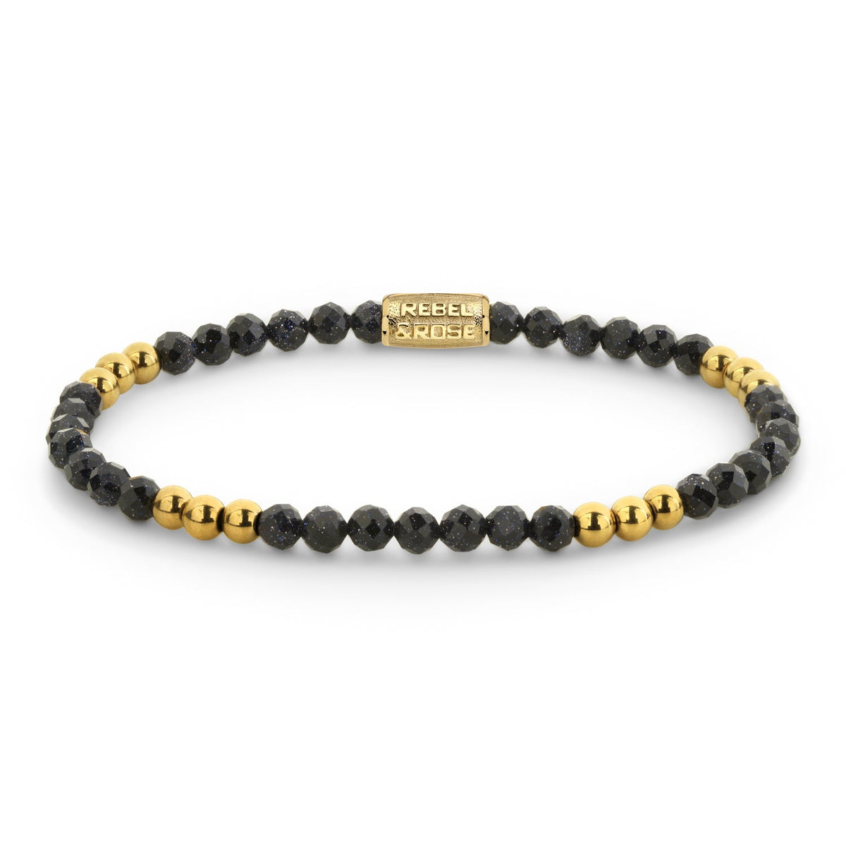 Rebel & Rose Blue & Gold-coloured Glam Rocks armband 4 mm - goudkleurig en blauw