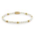 Rebel & Rose Pearl & Gold-coloured armband 4 mm - goudkleurig en wit