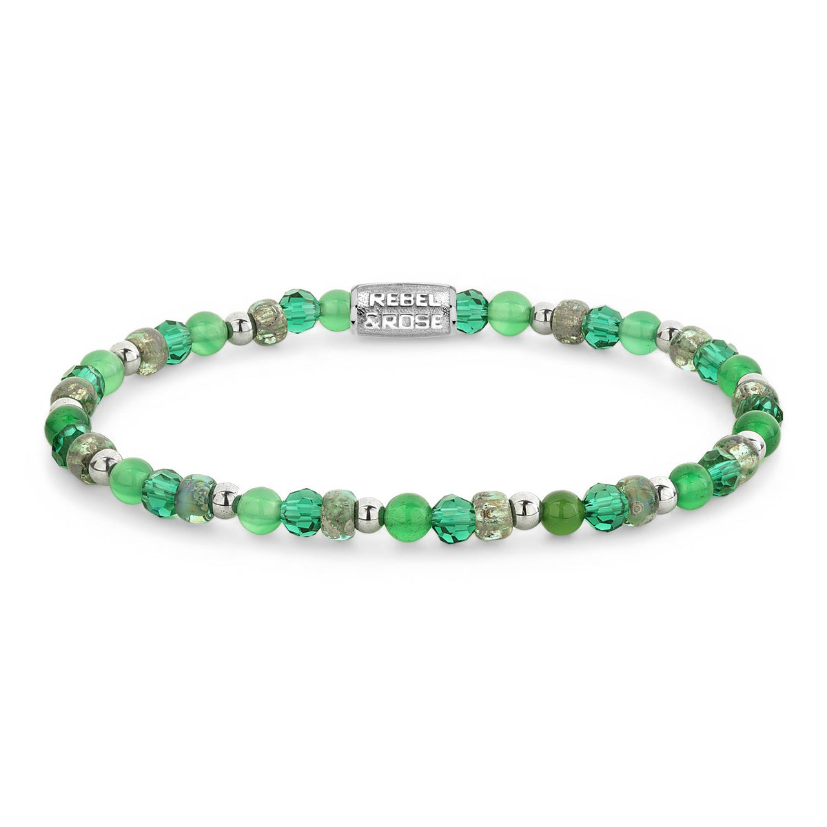 Rebel & Rose Green Morning Glam Rocks silver-coloured armband 4 mm - multicolor