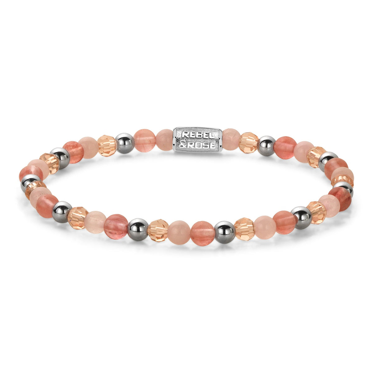 Rebel & Rose Roses and Cherry Glam Rocks silver-coloured armband 4 mm - roze