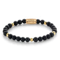 Rebel & Rose Matt Black Madonna armband 6 mm - goudkleurig