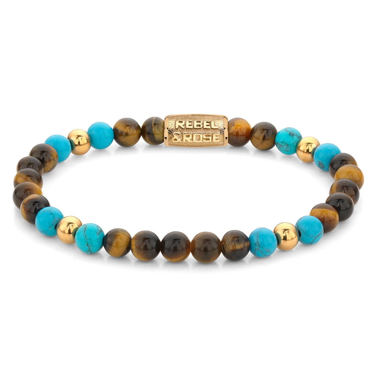 Rebel & Rose Mix Tiger Turquoise gold-coloured armband 6 mm - multicolor