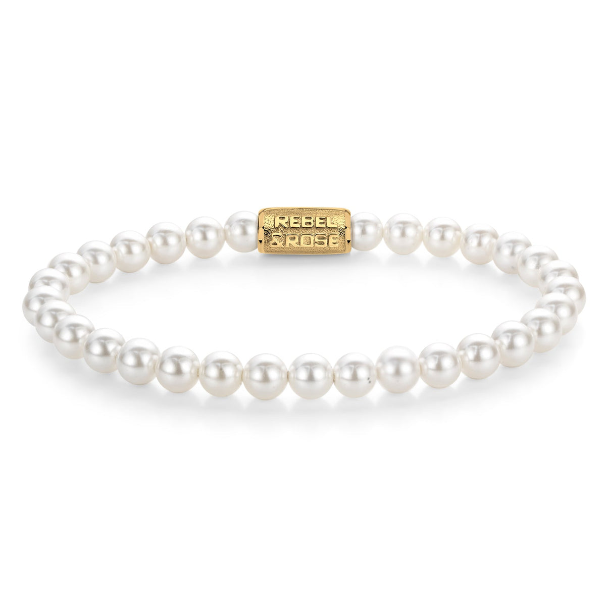 Rebel & Rose Pearl Gem gold-coloured armband 6 mm - wit