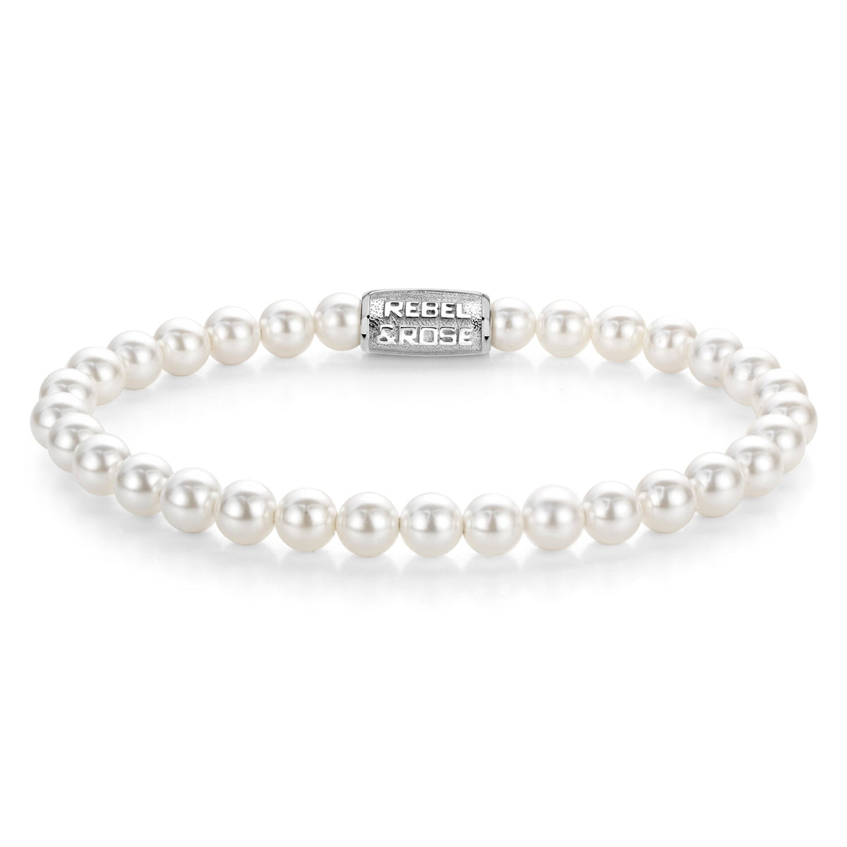 Rebel & Rose Pearl Gem silver-coloured armband 6 mm - wit