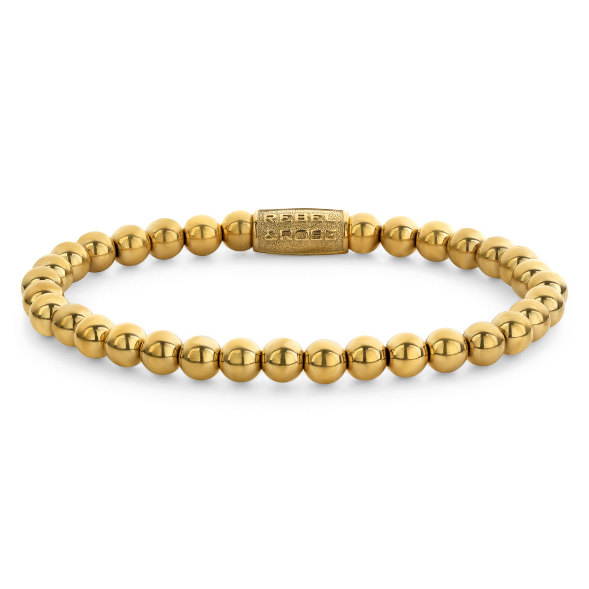 Rebel & Rose Gold-coloured Handmade Rocks armband 6 mm - goudkleurig