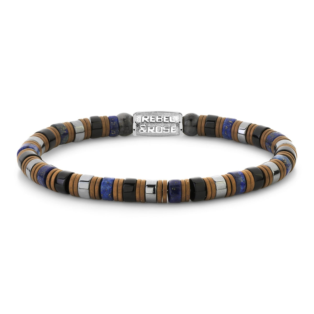 Rebel & Rose Slices - Mixed Blue armband 6 mm - multicolor