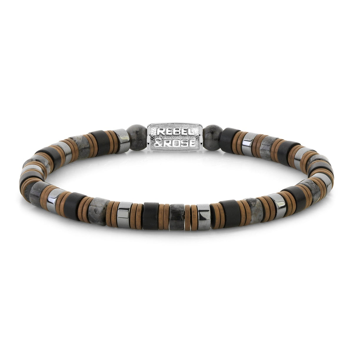 Rebel & Rose Slices - Mixed Grey armband 6 mm - multicolor