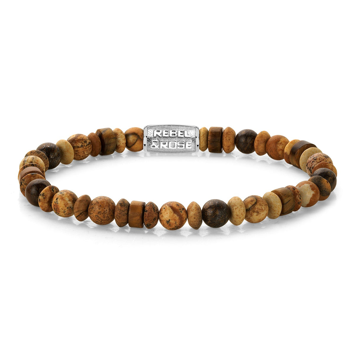 Rebel & Rose Variations Woodstock armband 6 mm - bruin